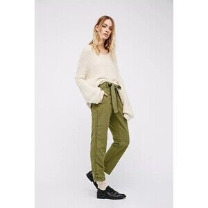 Free People Sage Green Straight Leg Trousers